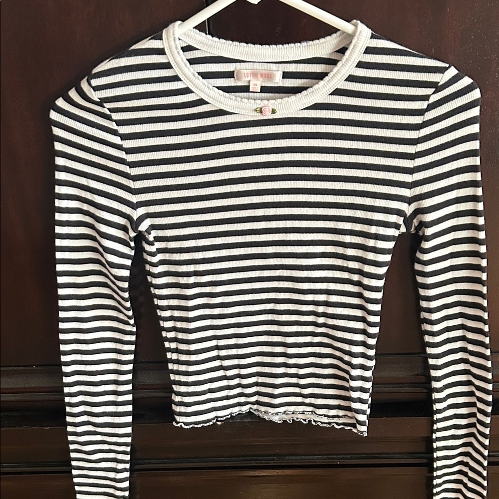 Lottie Moss Black & White Striped Long Sleeve Top
